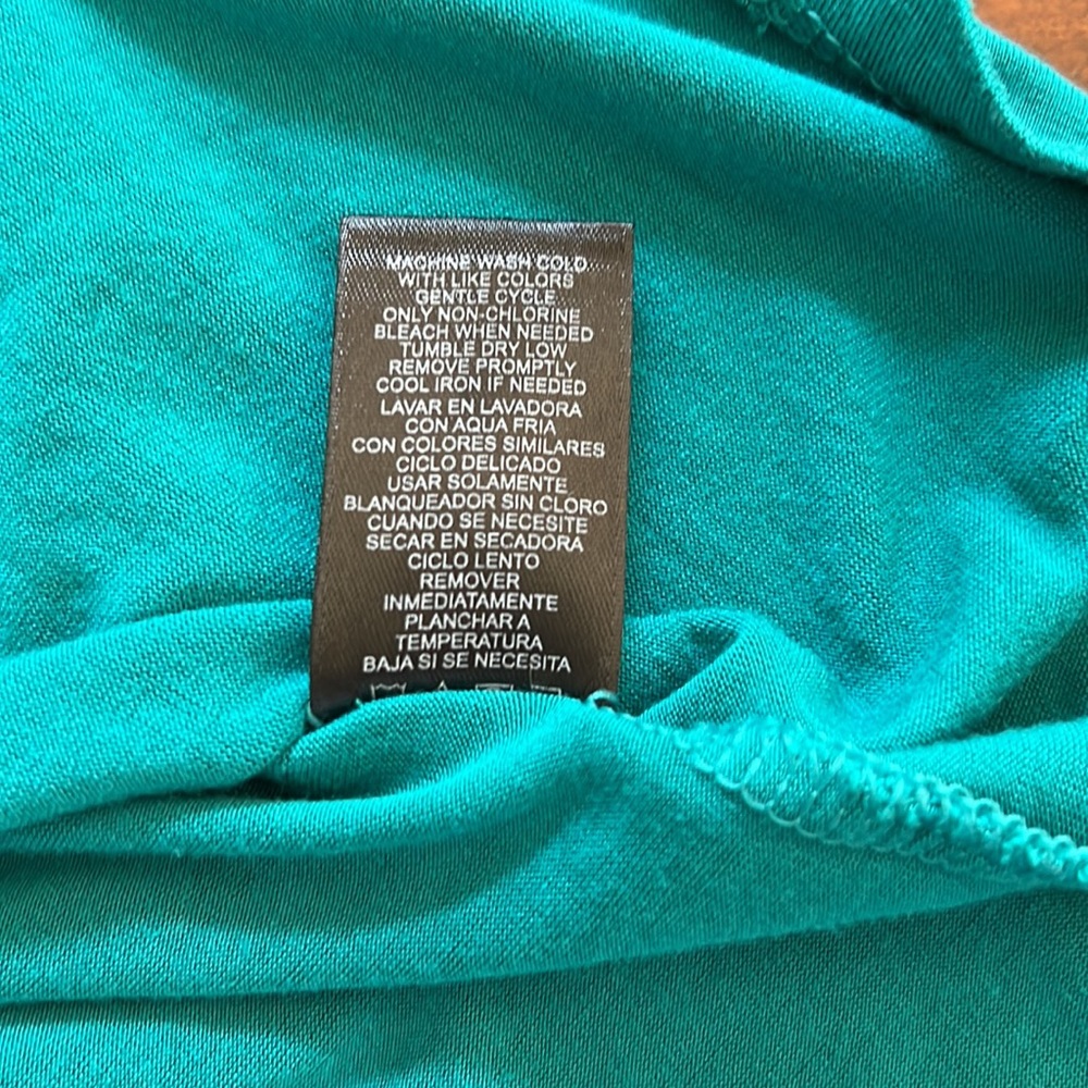 Nicole Miller New York Twisted Knot V Neck Plunge Turquoise Top Size Large - Picture 9 of 9
